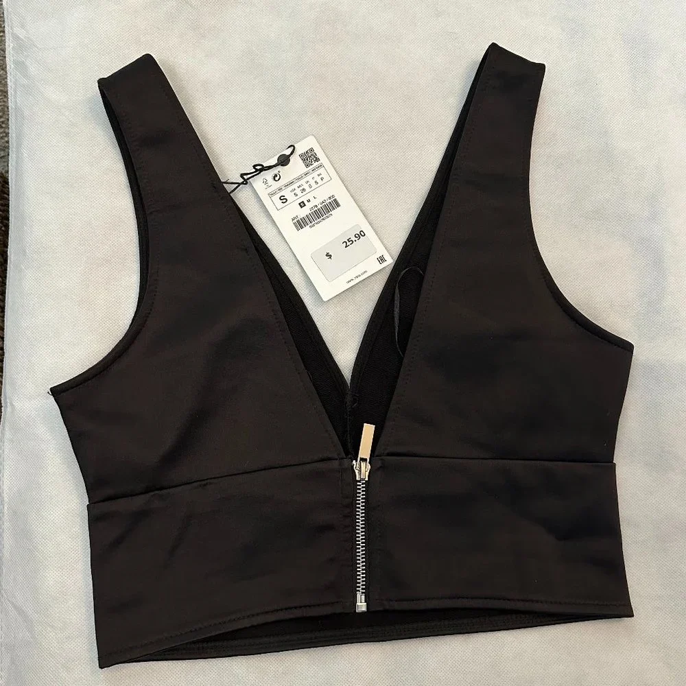 NWT Zara Satin Top w/ Back Zipper - Picture 2 of 2